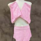 Falda rosa cuadritos brillante