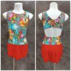 Maillot flores falda roja tul